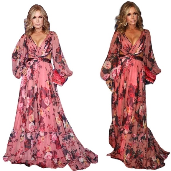 New MAC DUGGAL FLORAL CHIFFON CUTOUT DRESS SIZE 8 - Picture 7 of 16